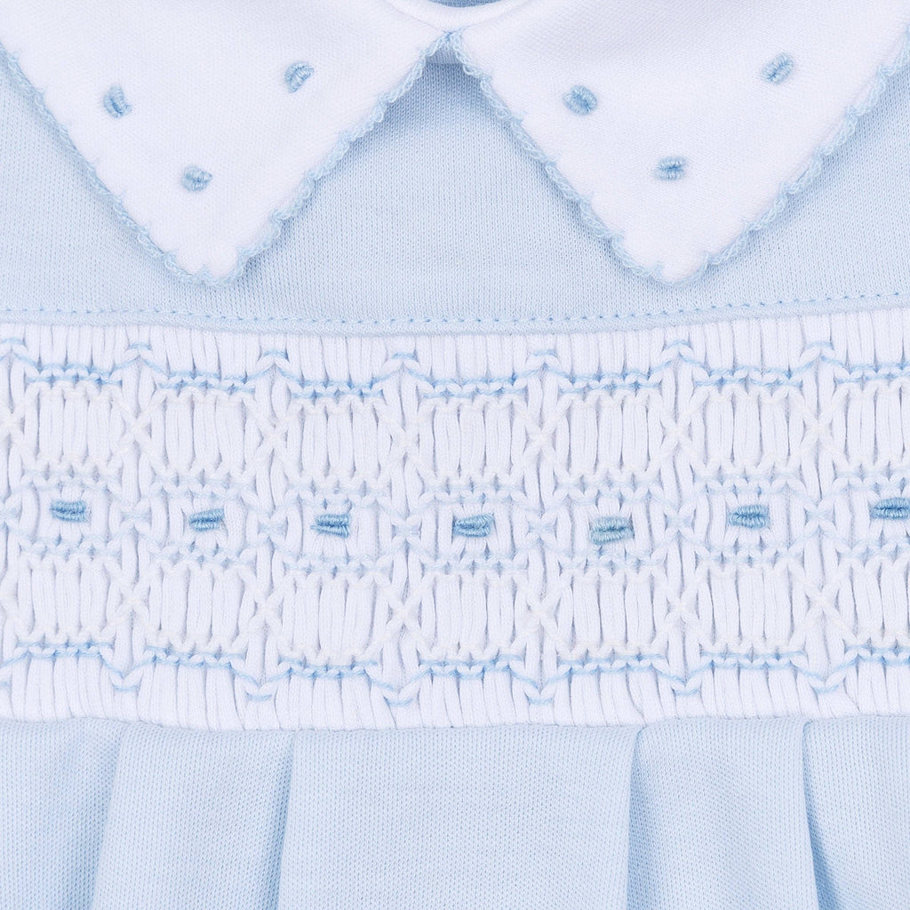 Landry Smocked Bubble - Light Blue