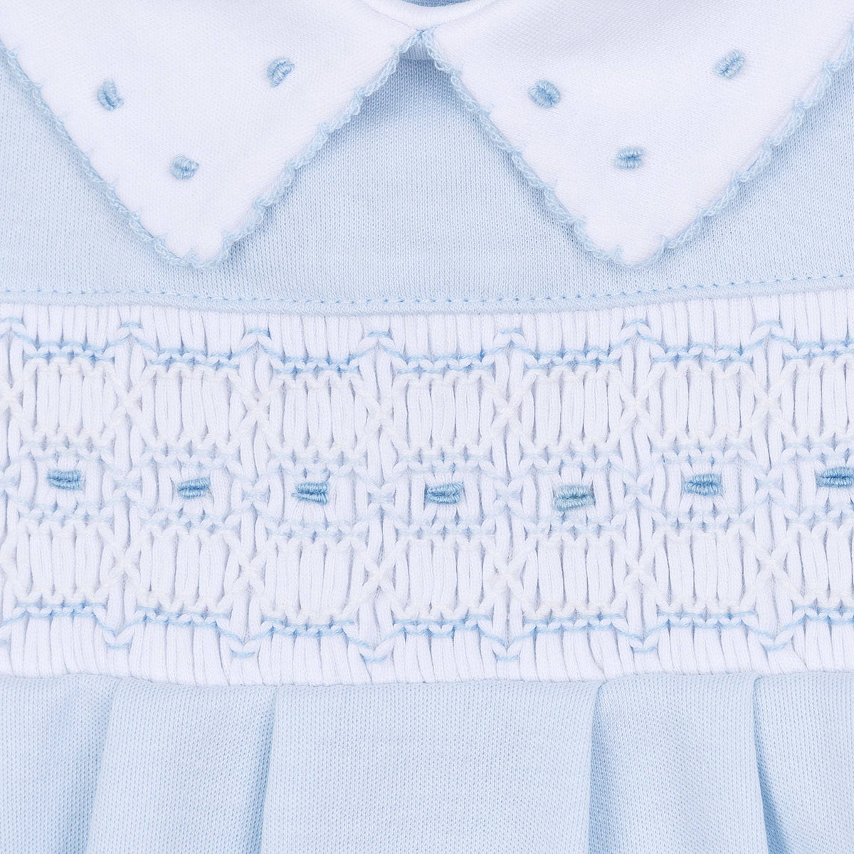 Landry Smocked Bubble - Light Blue