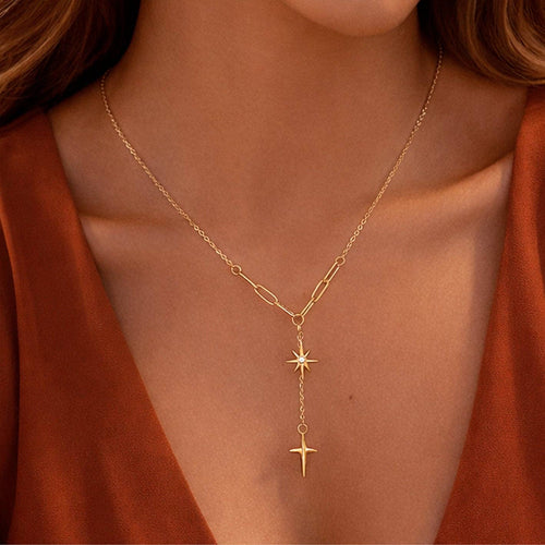 18K Gold Plated Waterproof Stainless Steel Chain Necklace - 7917