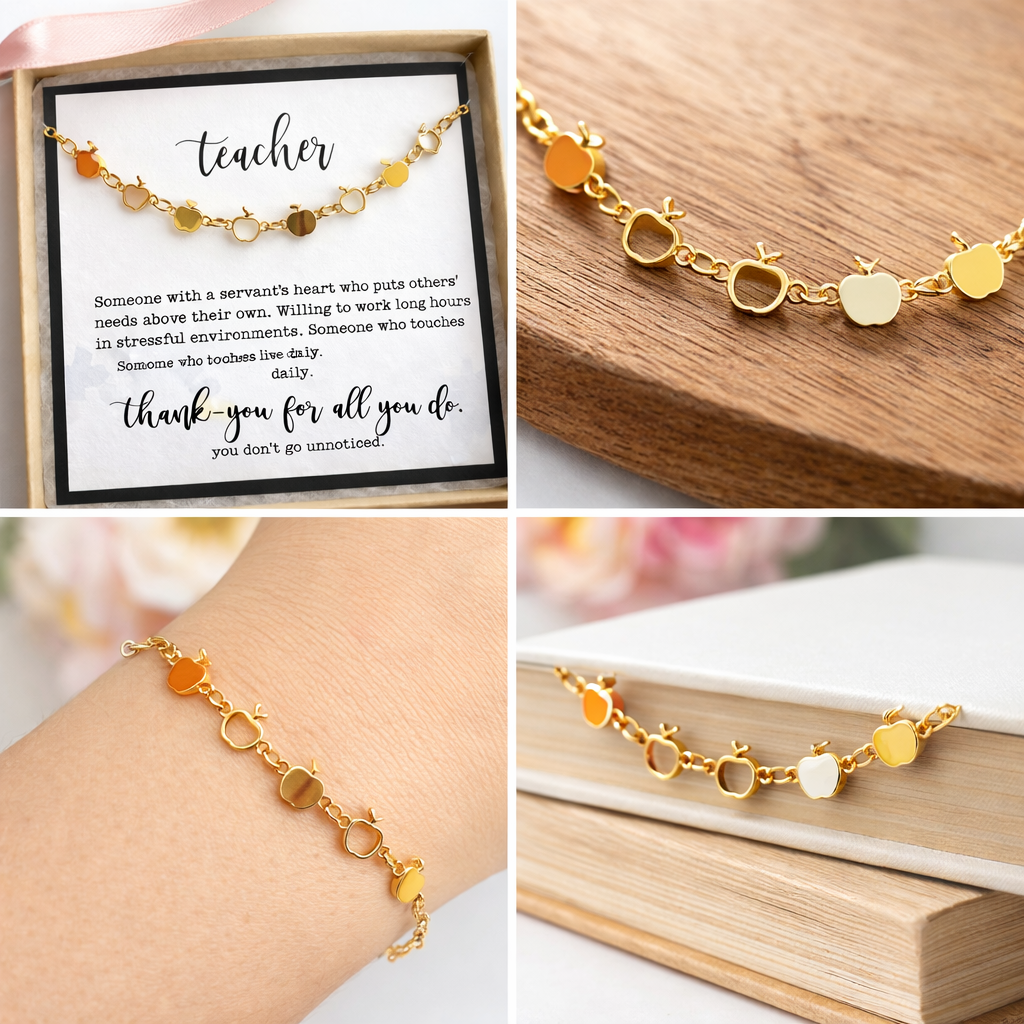 Teacher Gifts, Apple Bracelet, Gifts for Teachers, Teach