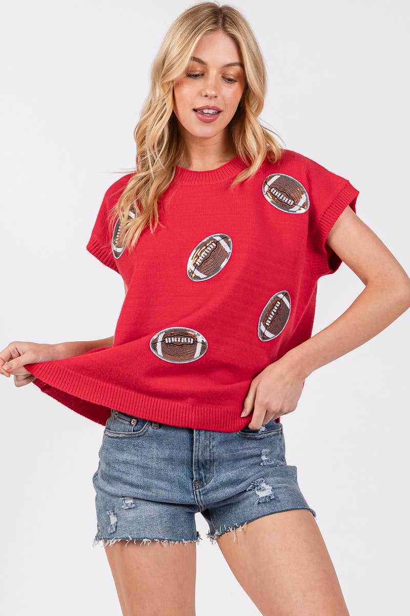 GAME DAY FOOTBALL PATCH SWEATER TOP