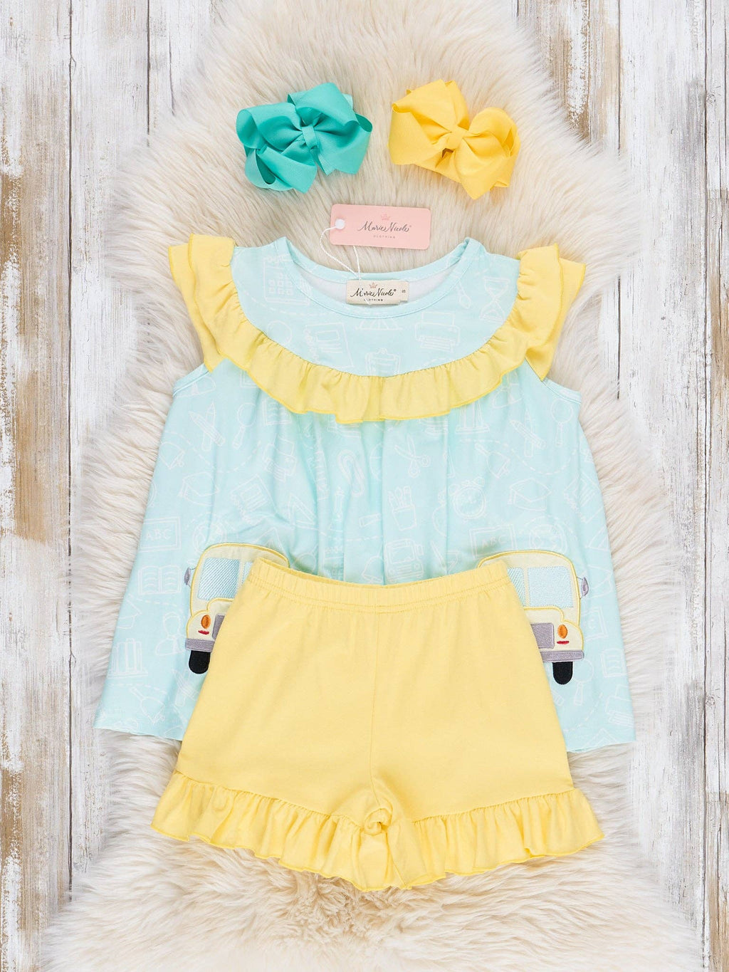 Bus Rider Embroidered Ruffle Outfit