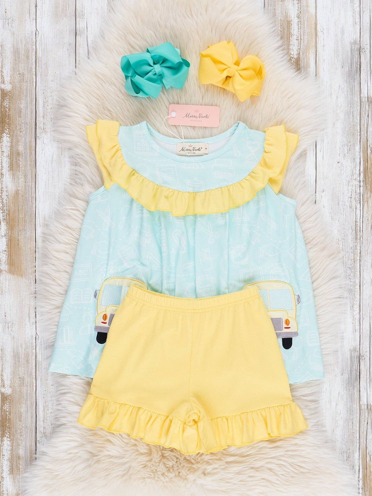 Bus Rider Embroidered Ruffle Outfit