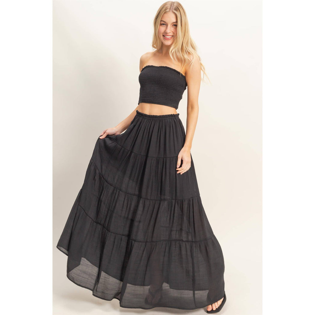 Tiered Skirt: ORANGE RED / S-M-L(2-2-2)
