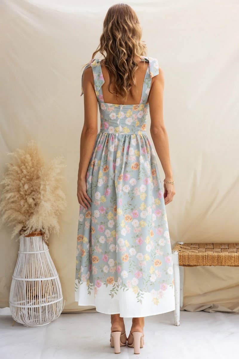 CWDHL0939_NEW SUMMER FRENCH FLORAL SLIM SUSPENDER DRESS