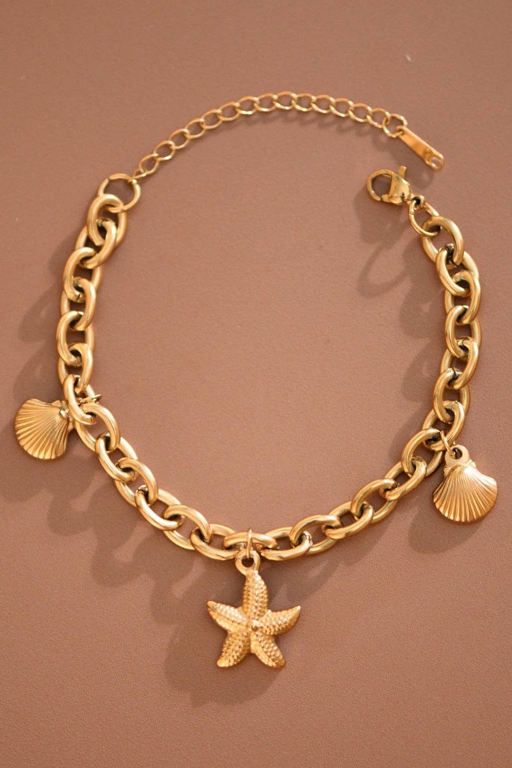 18K Gold PVD Plated Waterproof Stainless Steel Chain Bracelet - 7797