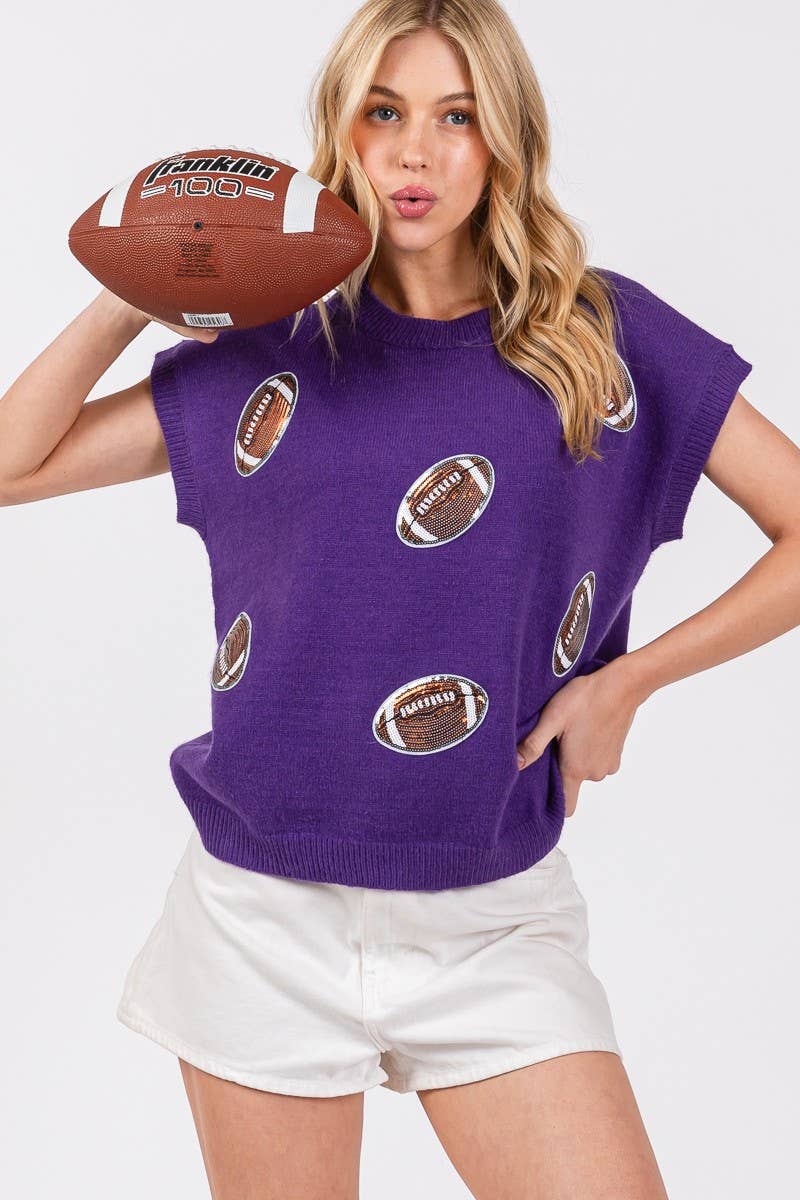 GAME DAY FOOTBALL PATCH SWEATER TOP