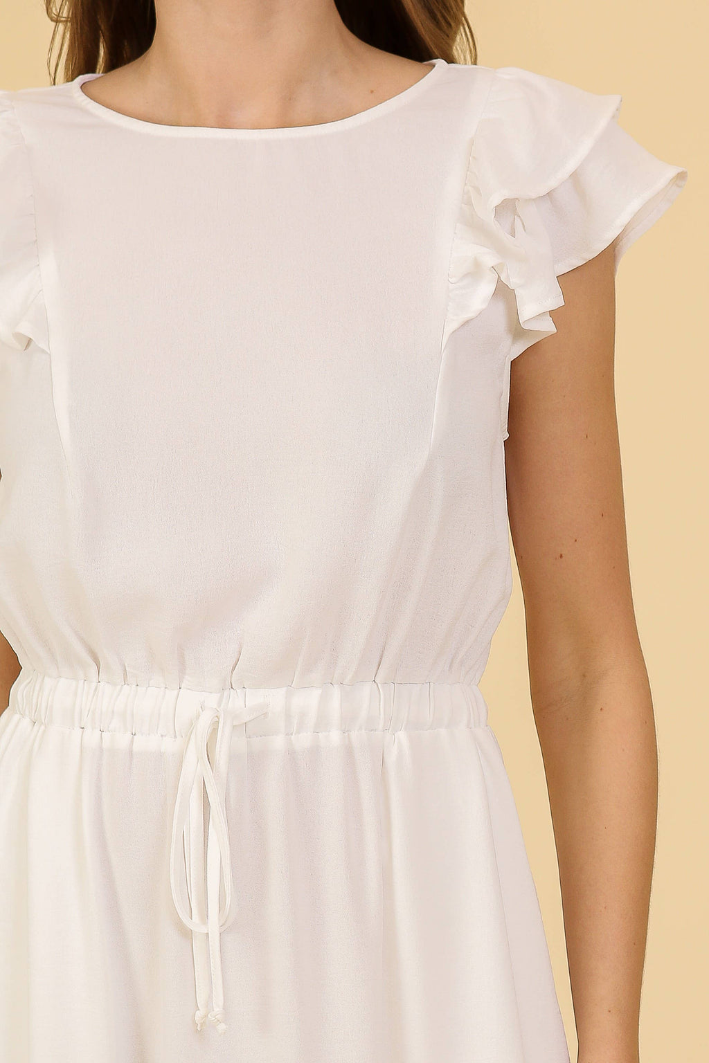 Cap Ruffle Tiered Sleeve Airflow Midi Dress