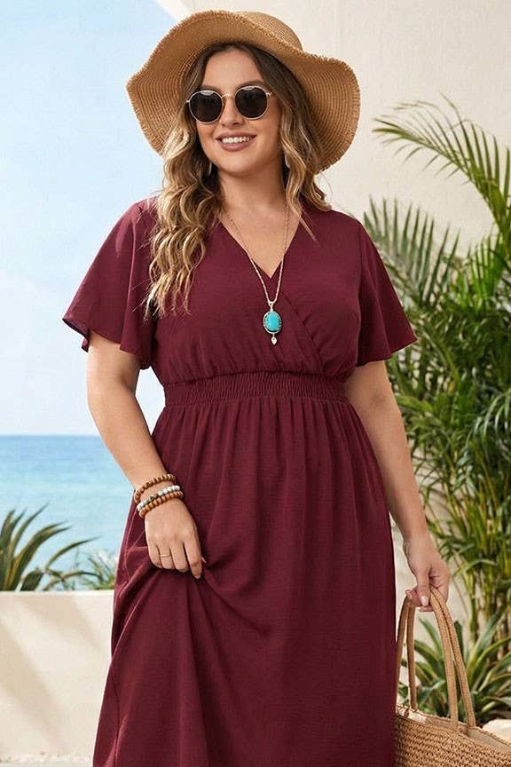 Plus Size Airflow Flutter Sleeve Midi Dress 3