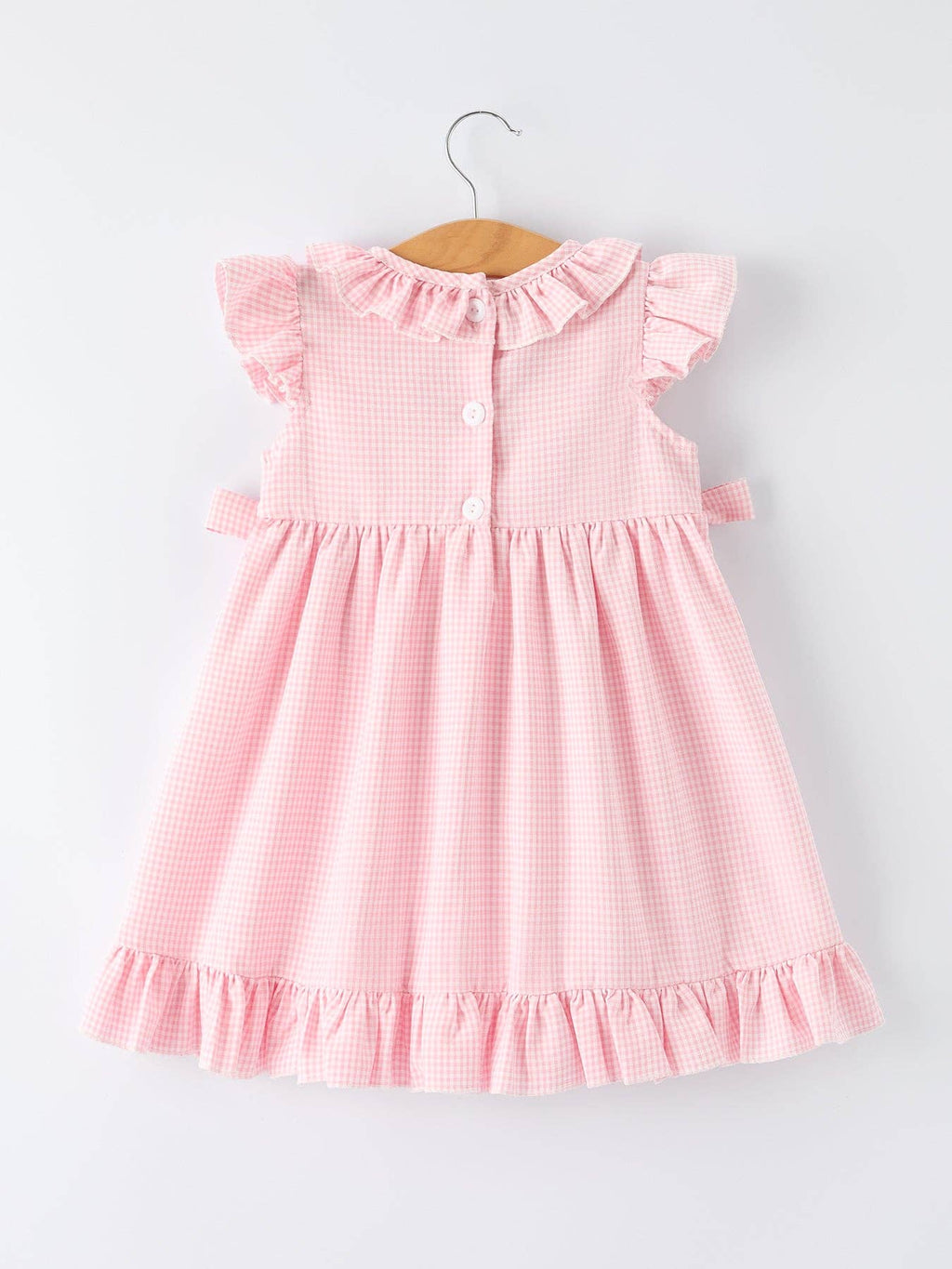 Back to School Pencil Plaid Girls Smocked Ruffle Collar Dress