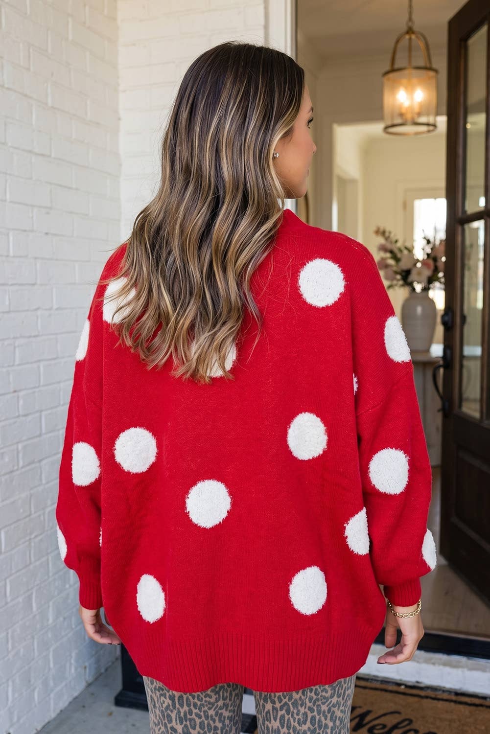 LAS Polka Dot Oversized Button Front Cardigan (S-XL)