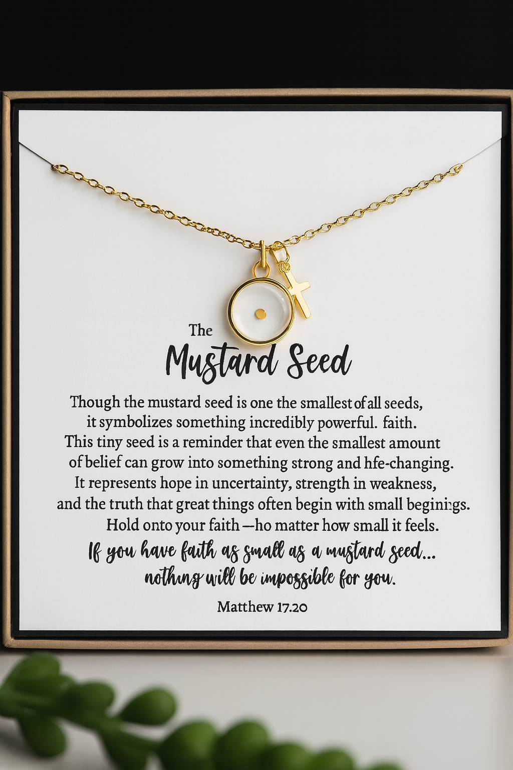 Mustard Seed Faith Necklace  Christian Encouragement Jewelry