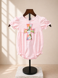 Pink Stripe Cross Appliqué Bubble