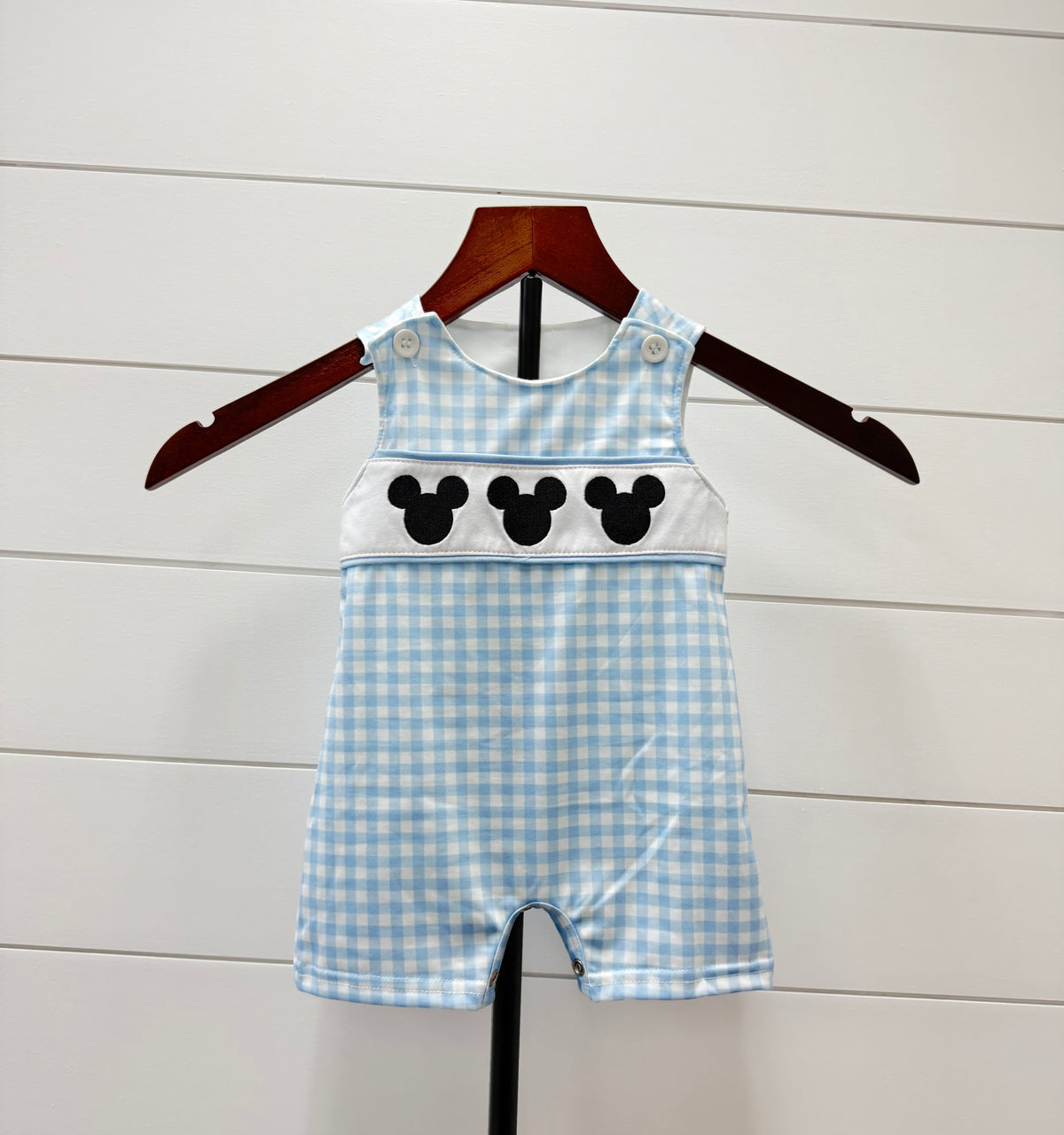 Blue Character Embroidery Gingham Jonjon