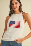 American Flag Halter Neck Sweater Top