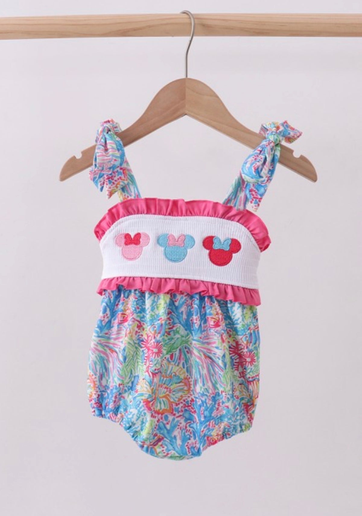 Pink Character Smocked Ruffle Bubble
