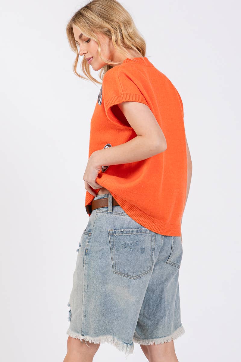 GAME DAY FOOTBALL PATCH SWEATER TOP