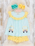 Bus Rider Embroidered Ruffle Outfit