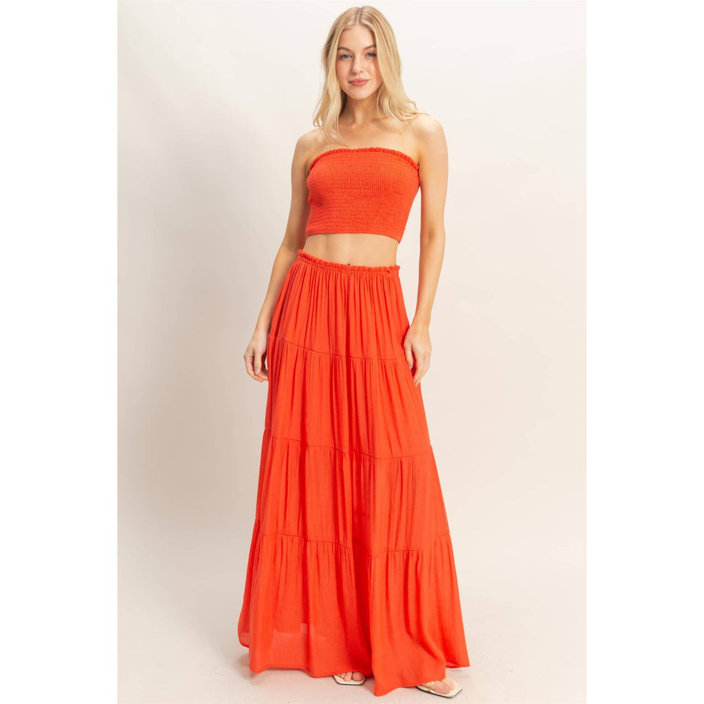 Tiered Skirt: WHITE / S-M-L(2-2-2)