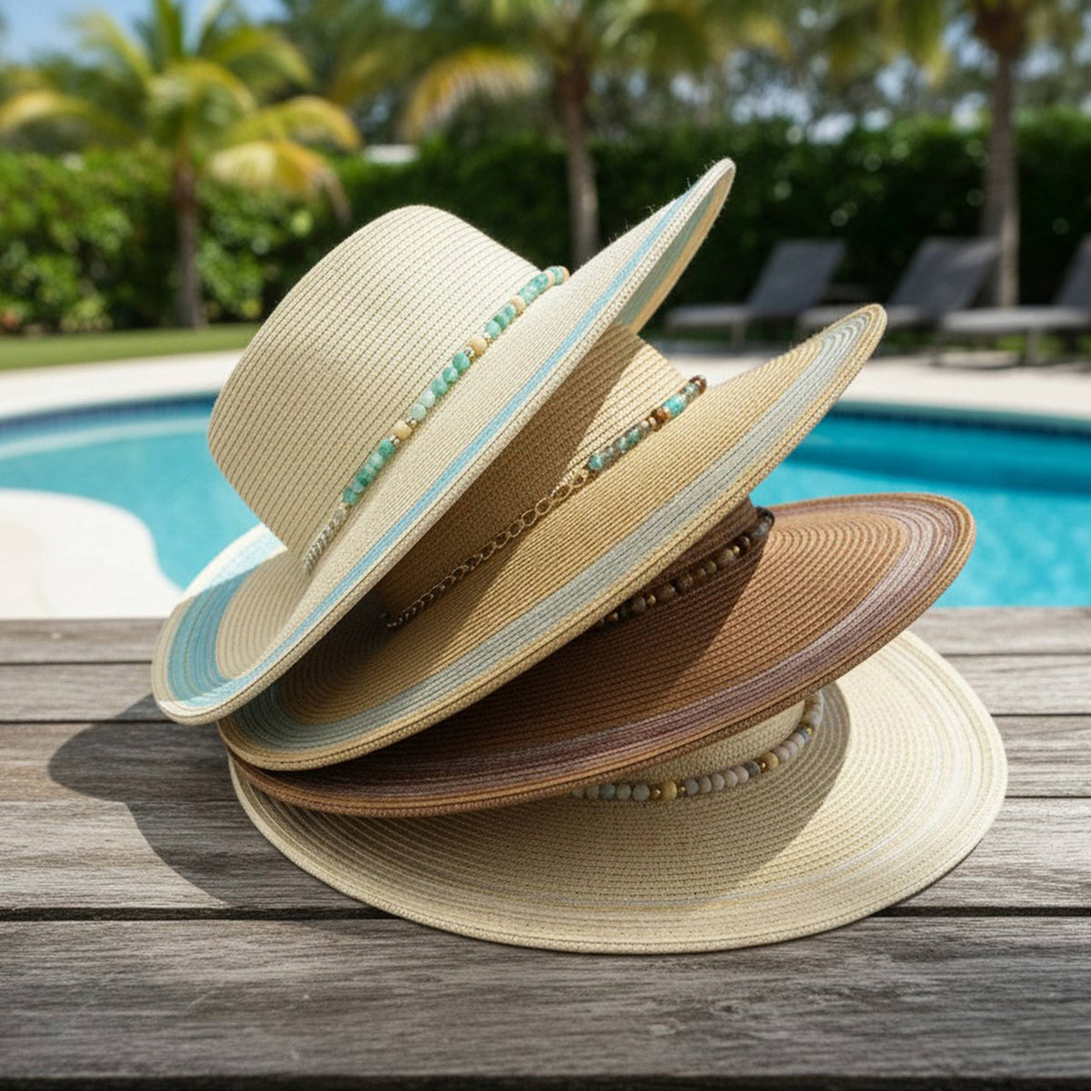 Beaded Band Summer Straw Sun Hat