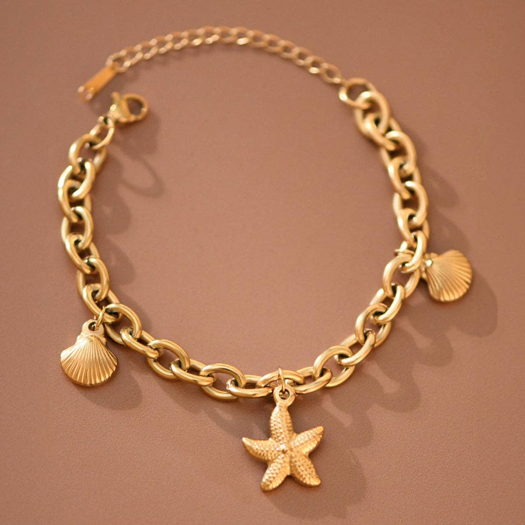 18K Gold PVD Plated Waterproof Stainless Steel Chain Bracelet - 7797