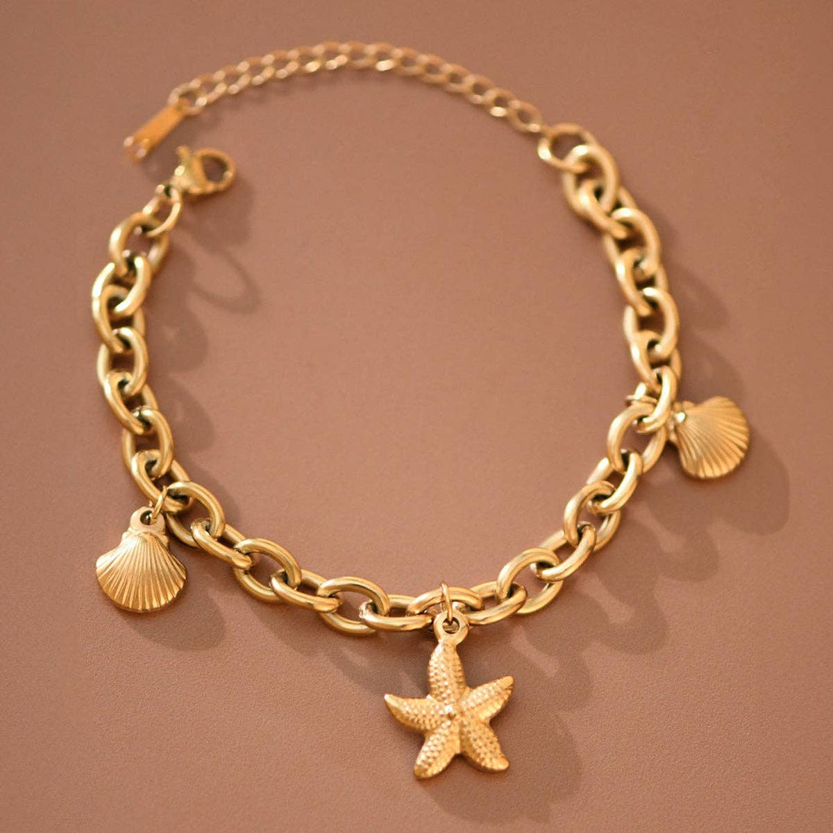 18K Gold PVD Plated Waterproof Stainless Steel Chain Bracelet - 7797