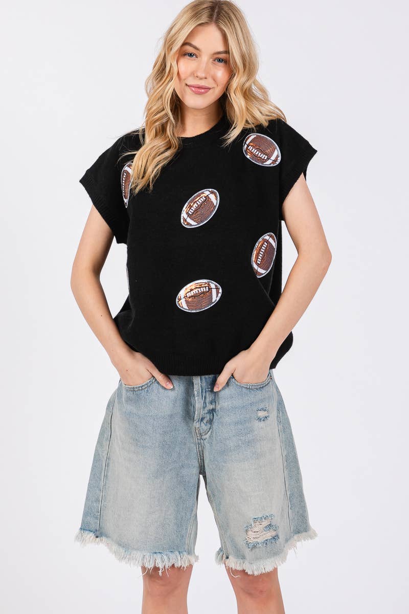 GAME DAY FOOTBALL PATCH SWEATER TOP