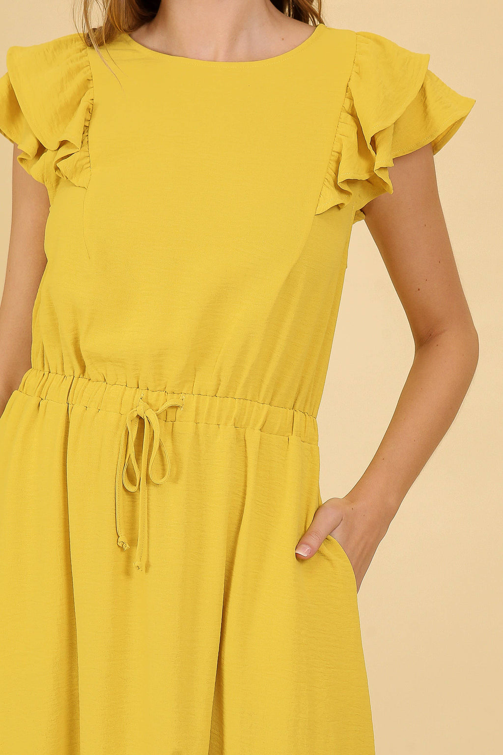 Cap Ruffle Tiered Sleeve Airflow Midi Dress