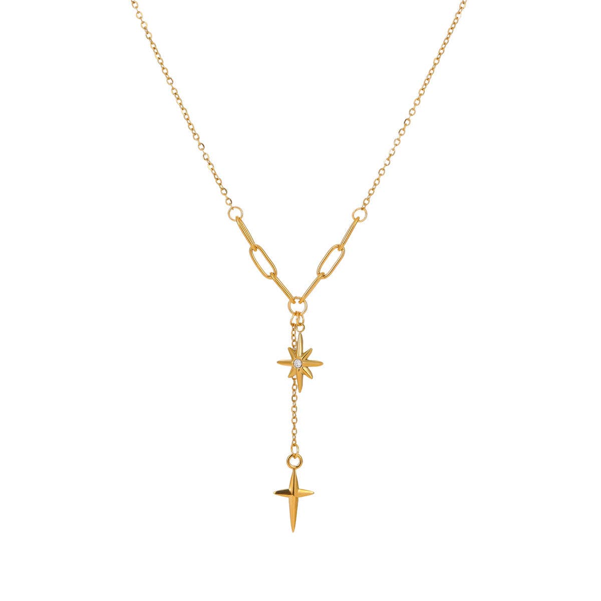 18K Gold Plated Waterproof Stainless Steel Chain Necklace - 7917