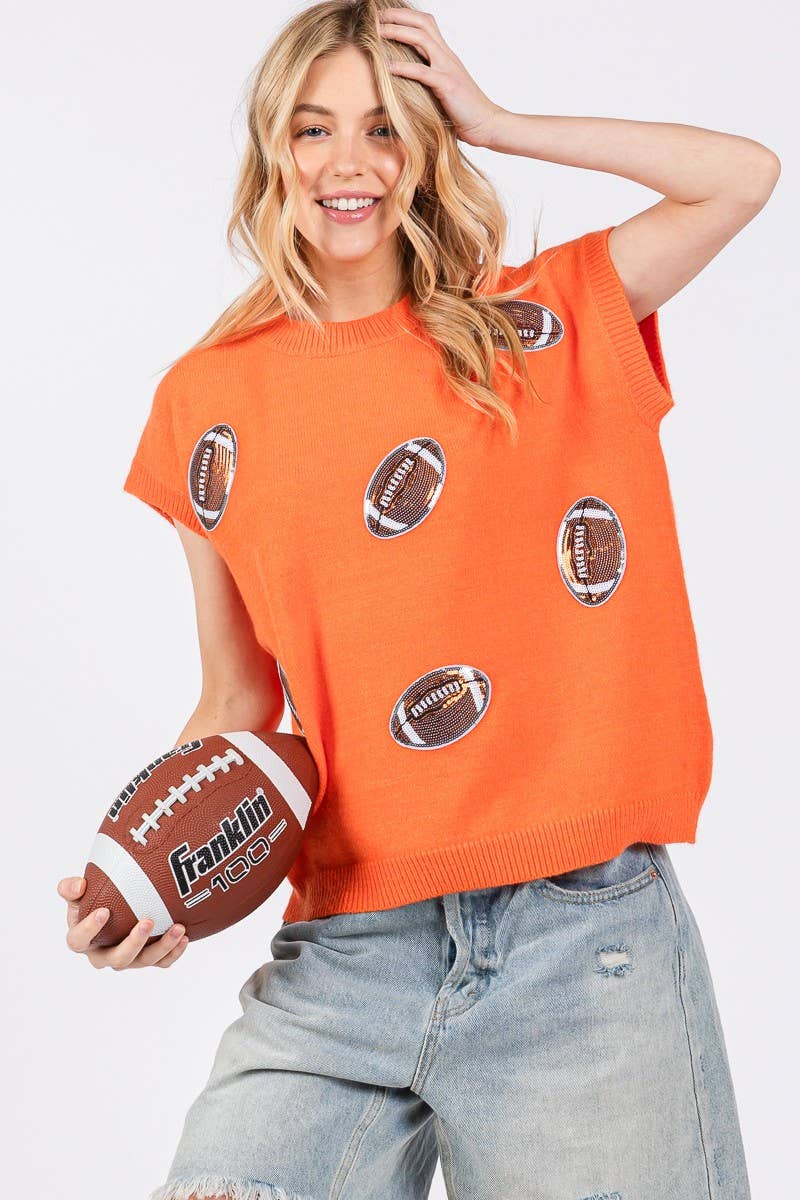 GAME DAY FOOTBALL PATCH SWEATER TOP
