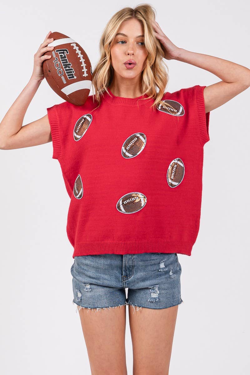 GAME DAY FOOTBALL PATCH SWEATER TOP