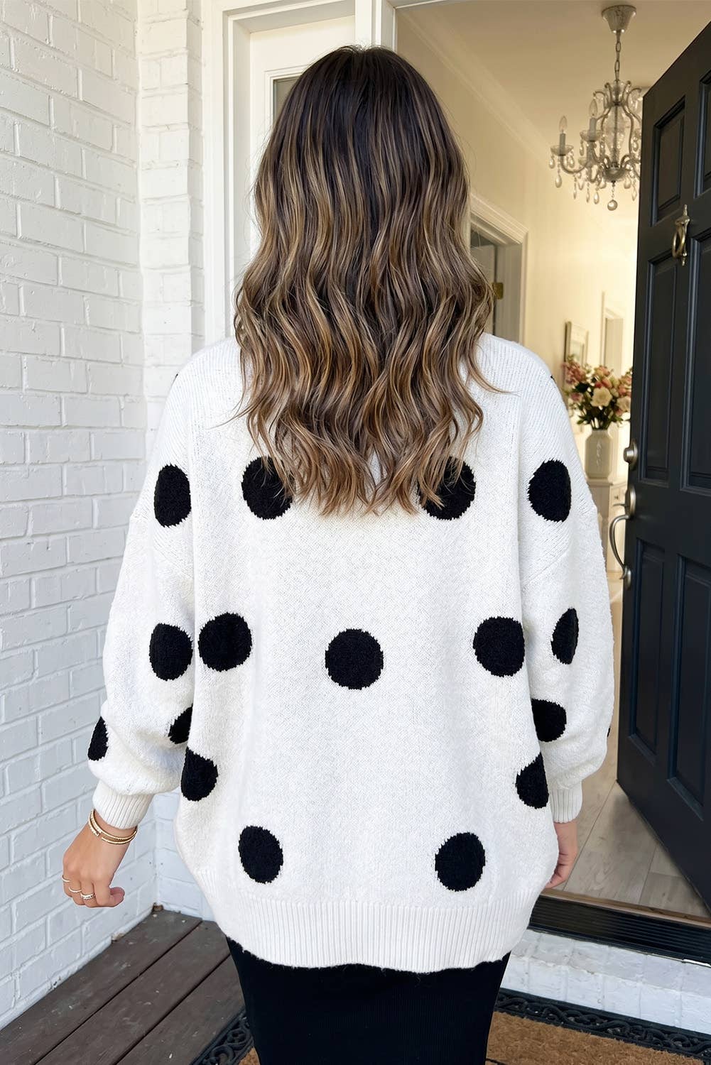 LAS Polka Dot Oversized Button Front Cardigan (S-XL)