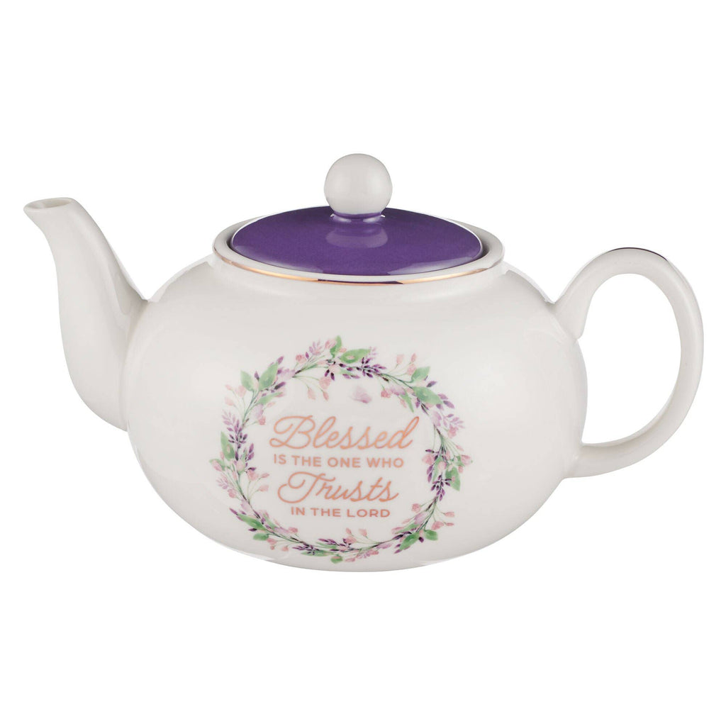 Teapot Purple Floral Blessed Jer. 17:7