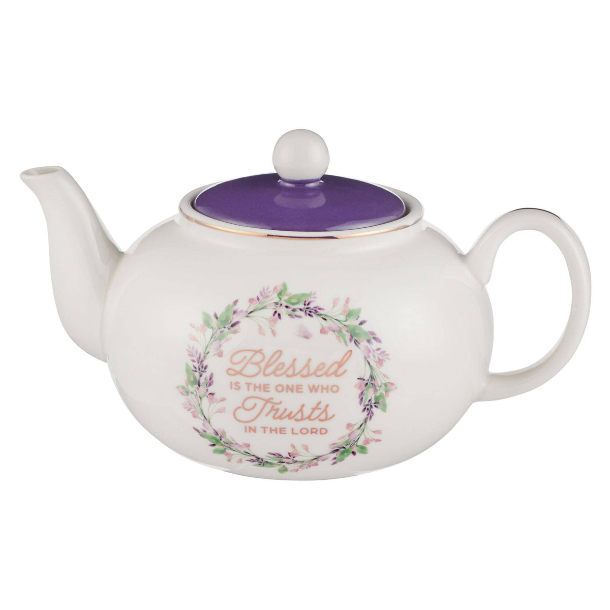 Teapot Purple Floral Blessed Jer. 17:7