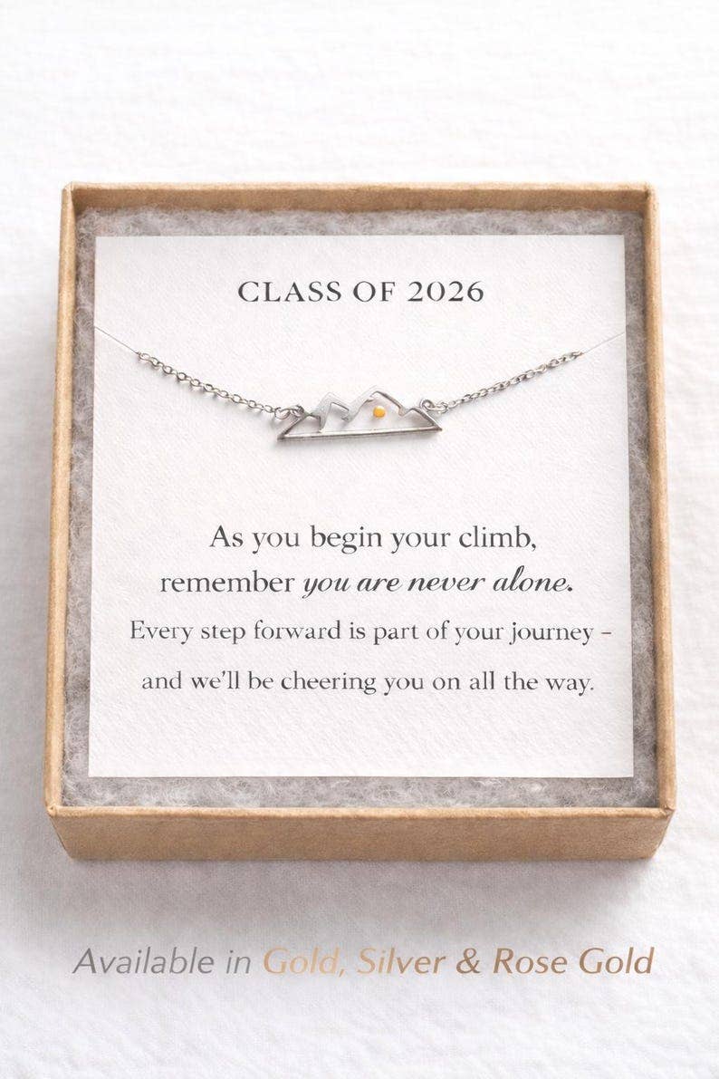 Class of 2026 Graduation Necklace, Mountain Mustard Seed Necklace Gift for Graduate, Faith Based Senior 2026 Gift, High School College Grad