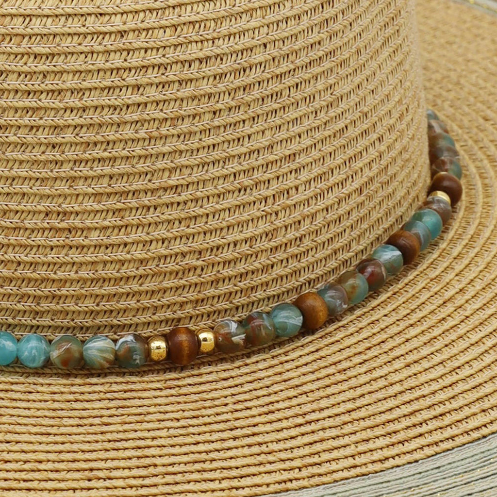 Beaded Band Summer Straw Sun Hat