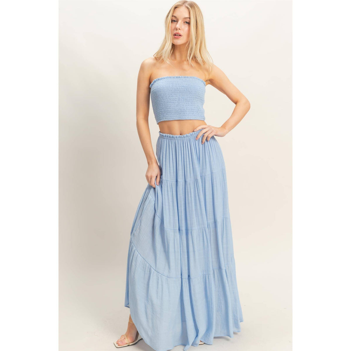 Tiered Skirt: WHITE / S-M-L(2-2-2)