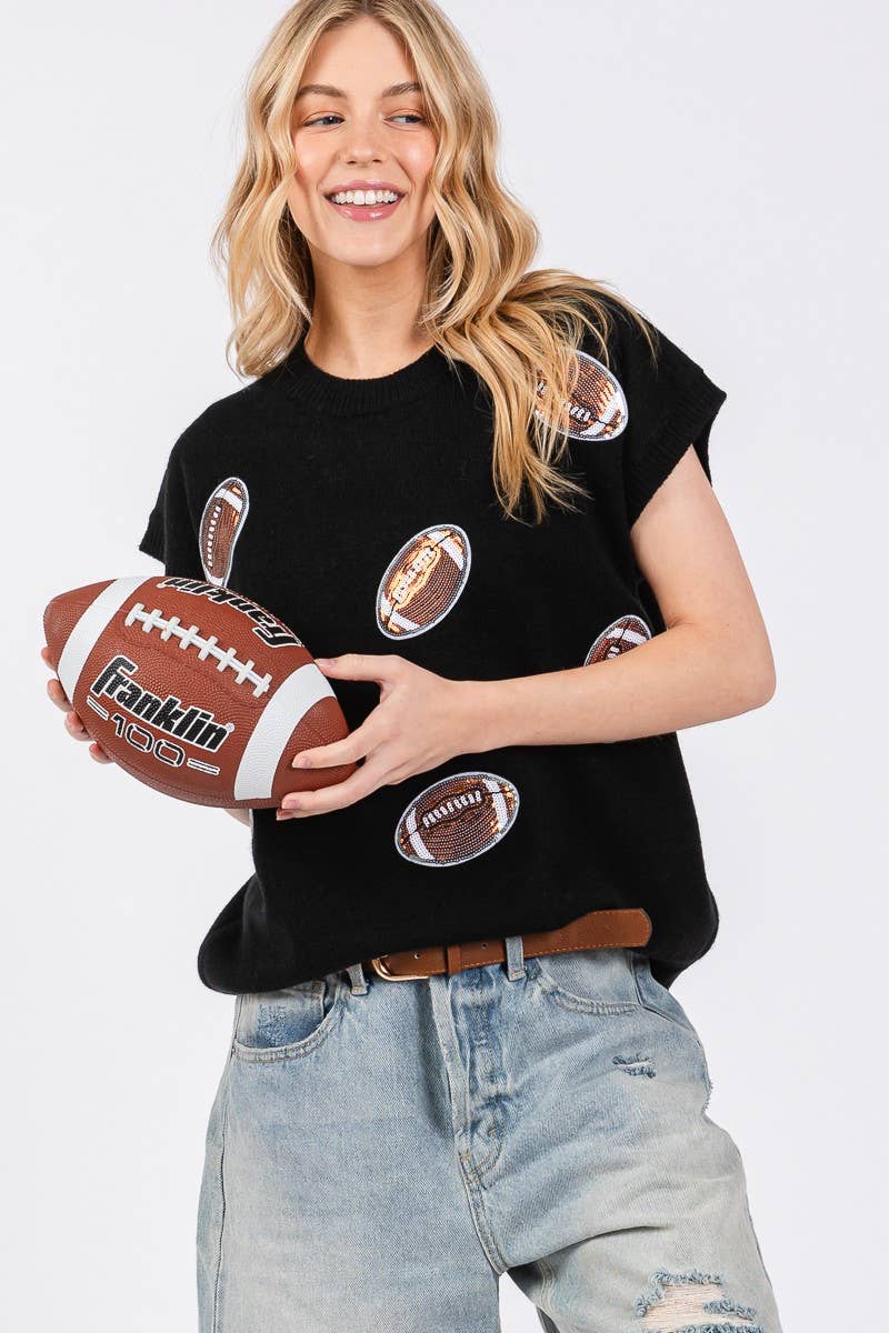 GAME DAY FOOTBALL PATCH SWEATER TOP