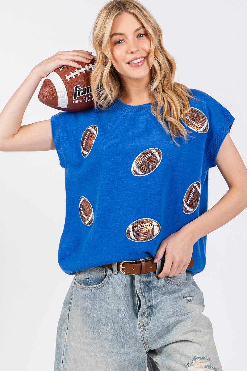 GAME DAY FOOTBALL PATCH SWEATER TOP