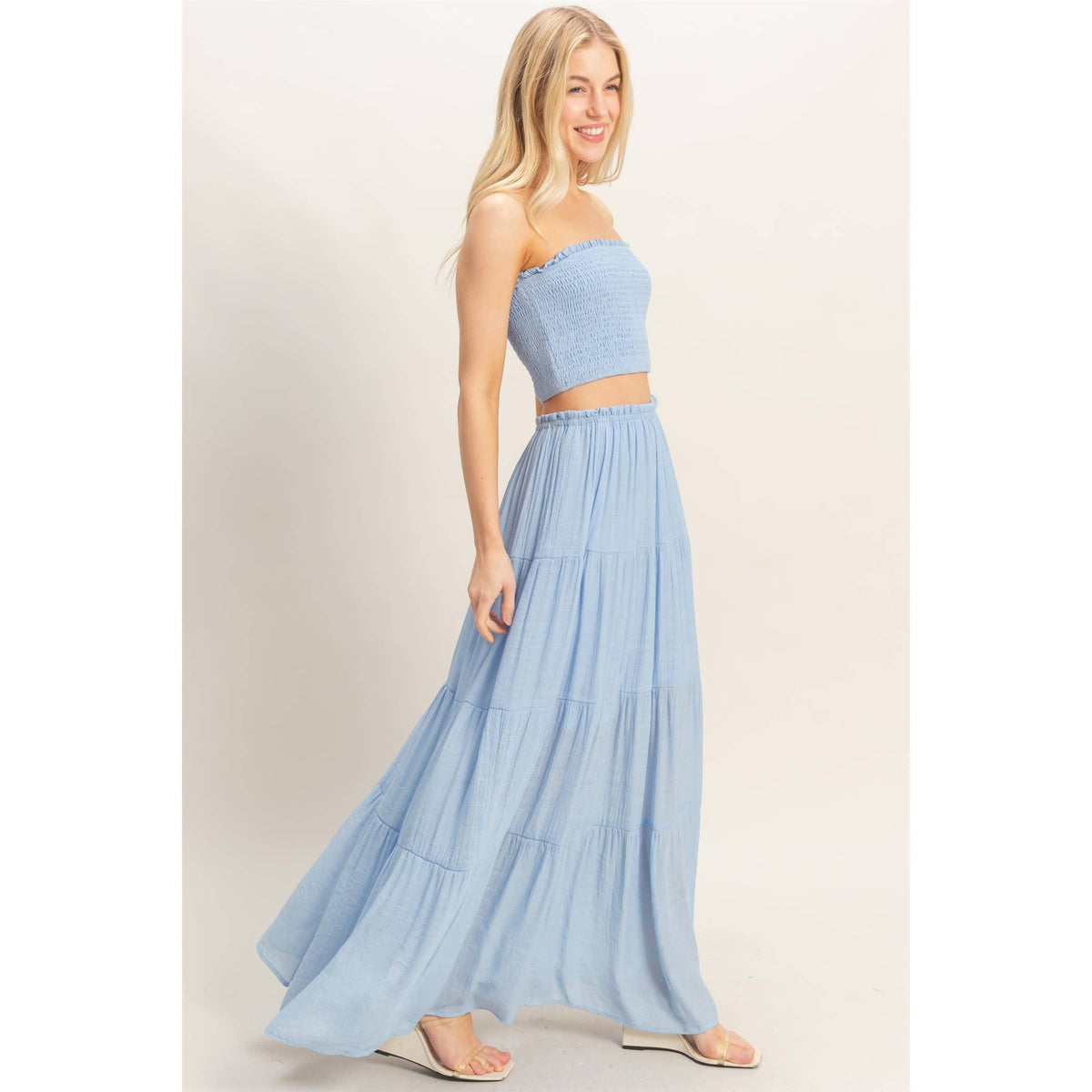Tiered Skirt: WHITE / S-M-L(2-2-2)