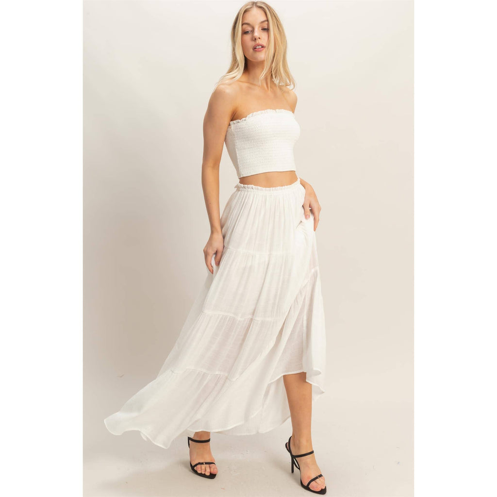Tiered Skirt: WHITE / S-M-L(2-2-2)
