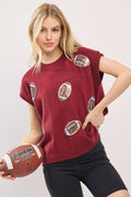 GAME DAY FOOTBALL PATCH SWEATER TOP