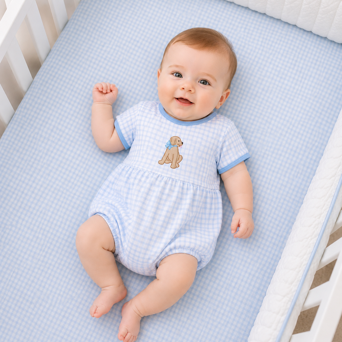 Puppy Playtime Applique Bubble - Light Blue