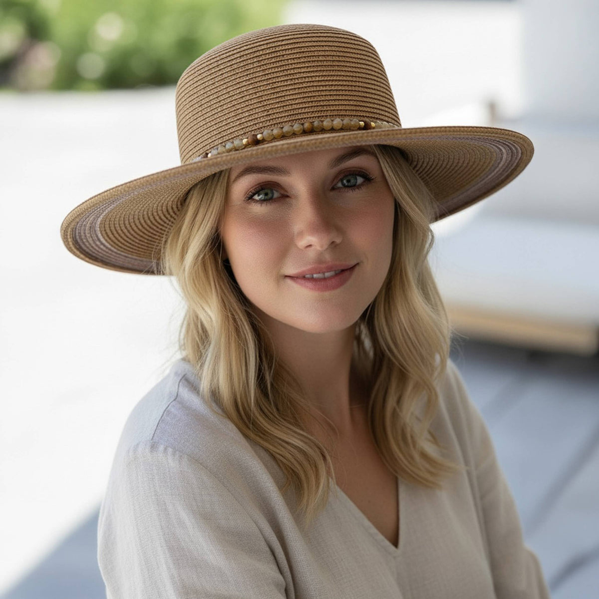 Beaded Band Summer Straw Sun Hat