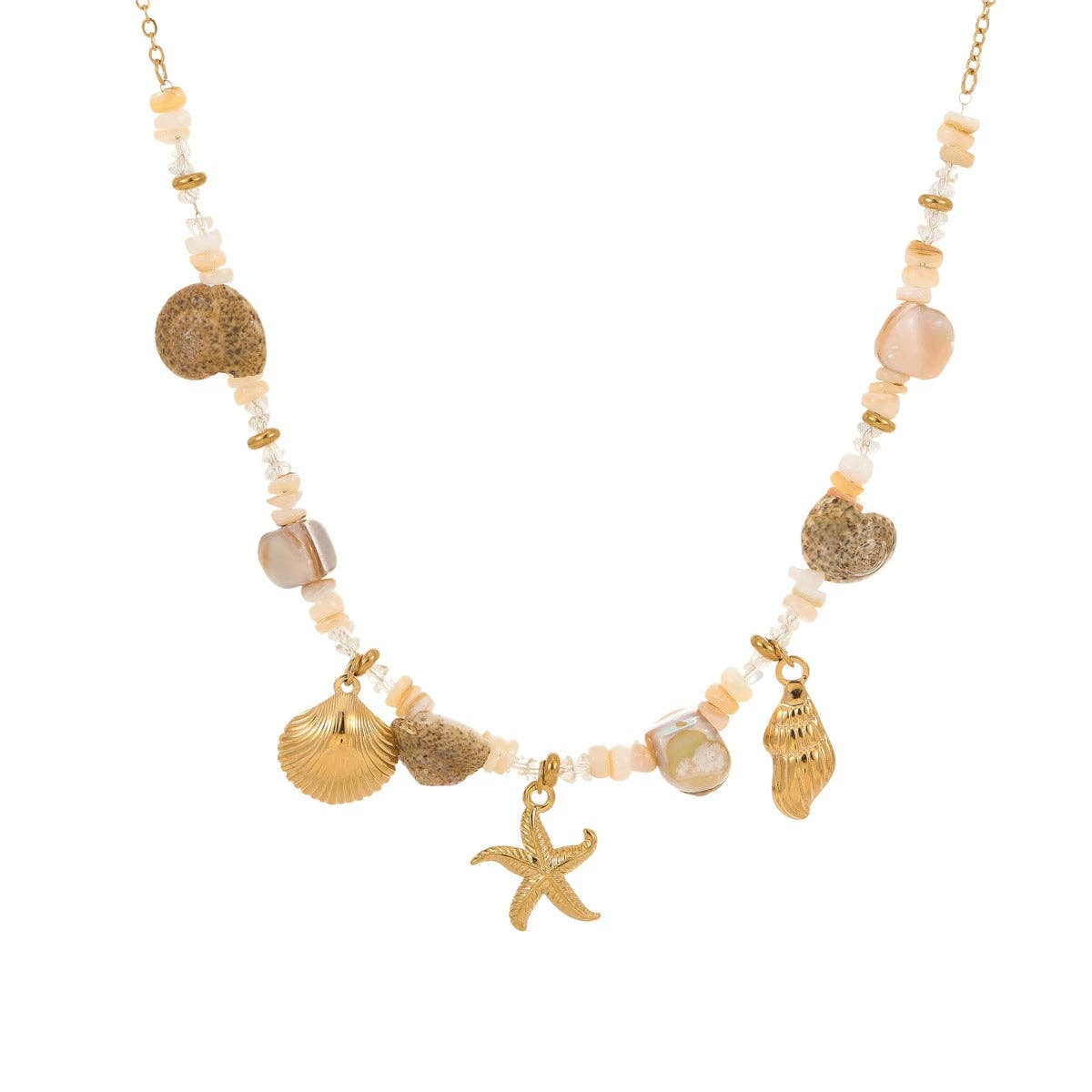 18K Gold PVD Plated Stainless Steel Beach Charm Necklace – 8022