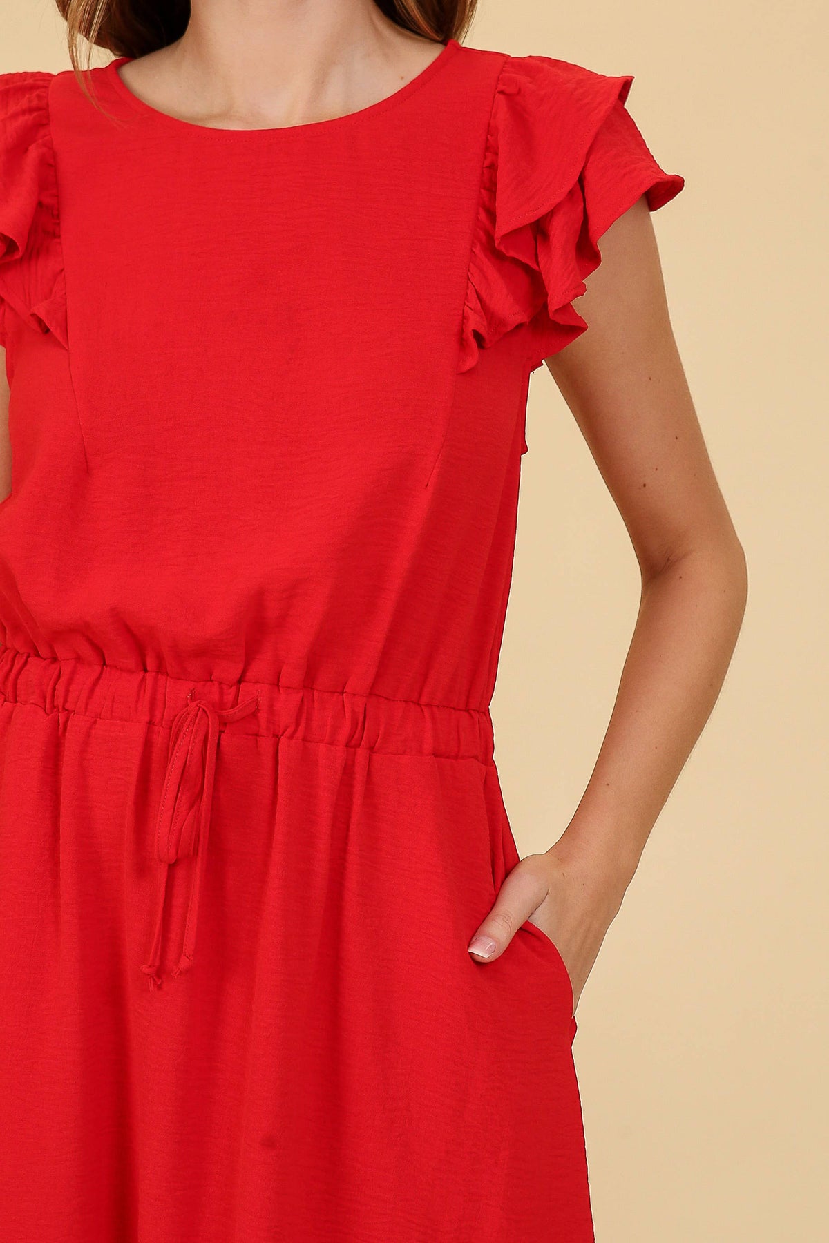 Cap Ruffle Tiered Sleeve Airflow Midi Dress