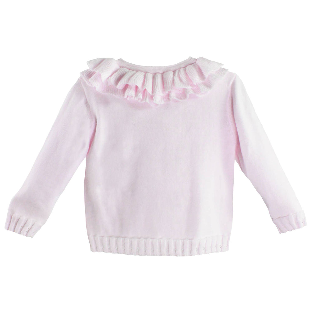 Pointelle Ruffle Collar Cardigan