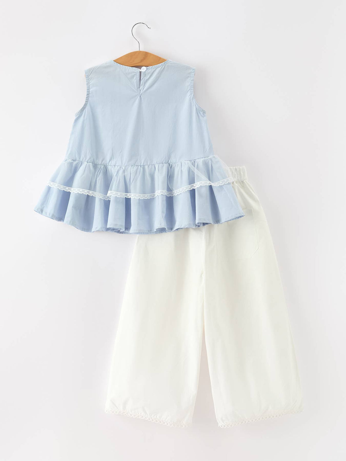 Girls Ruffle Sleeve Top & Wide Leg Pants Set