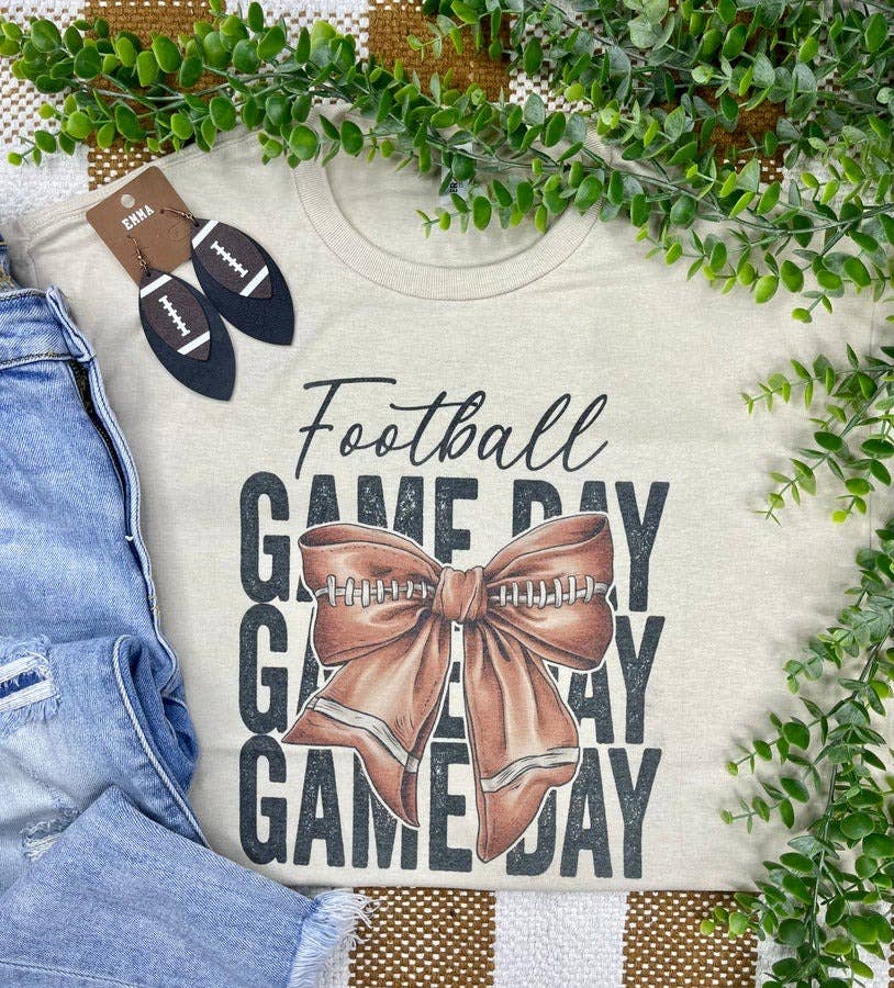 Football Game Day Bow (Gildan T-Shirt)