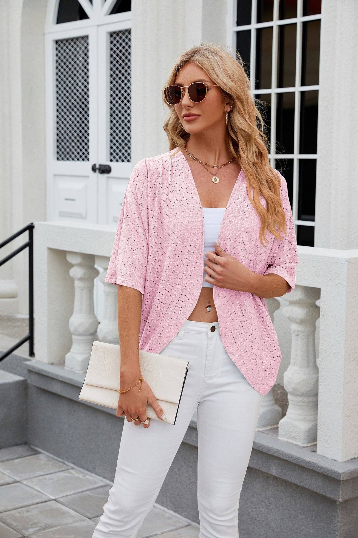 Short Sleeve Cardigan Lightweight Open Front Knit Sweaters: Purple / 65%Rayon 30%Polyester 5%Spandex / 2XL